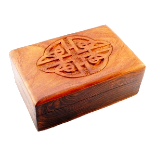 4" x 6" Carved Wood Box - Celtic Knot - Magick Magick.com