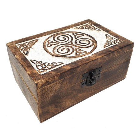 4" x 6" Carved Wood Box - Spiral - Magick Magick.com