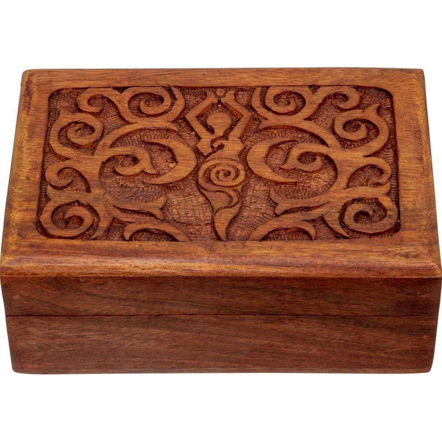 4" x 6" Carved Wood Box Velvet Lined - Goddess - Magick Magick.com