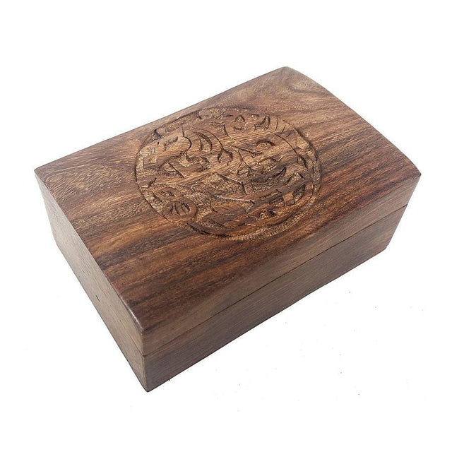 4" x 6" Carved Wood Box with Latch - Celtic Horse - Magick Magick.com