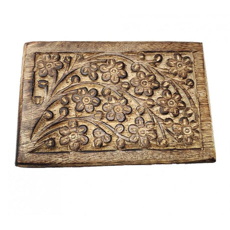 4" x 6" Carved Wood Box with Latch - Floral - Magick Magick.com