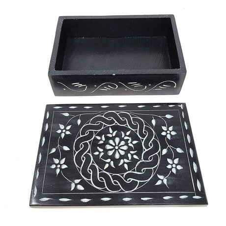 4" x 6" Floral Carved Soapstone Box - Magick Magick.com