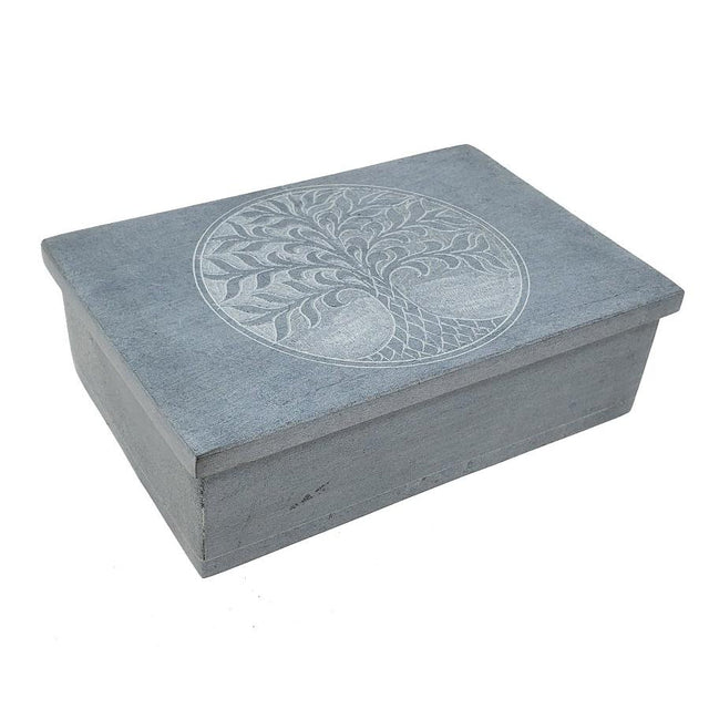 4" x 6" Tree of Life Carved Soapstone Box - Magick Magick.com