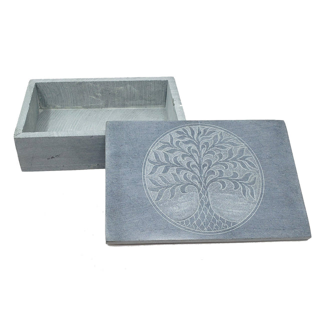 4" x 6" Tree of Life Carved Soapstone Box - Magick Magick.com