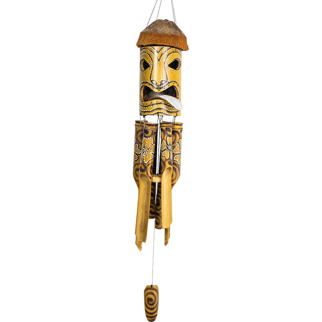 41" Bamboo Wind Chime - Tiki Mask - Magick Magick.com