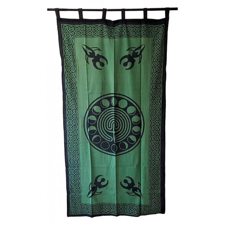 44" x 88" Moon Phase Green Cotton Curtain - Magick Magick.com