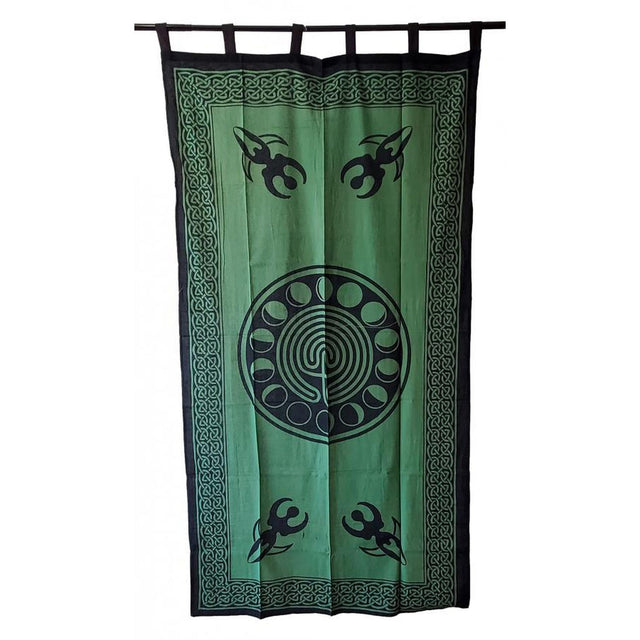 44" x 88" Moon Phase Green Cotton Curtain - Magick Magick.com