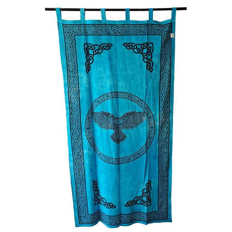 44" x 88" Owl Turquoise Cotton Curtain - Magick Magick.com