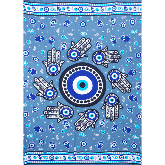 45" x 62" Rayon Sarong - Evil Eye - Light Blue - Magick Magick.com