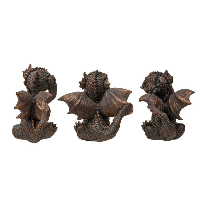 4.5" Dragon Statue Set - See, Hear, Speak No Evil (Set of 3) - Magick Magick.com