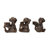 4.5" Dragon Statue Set - See, Hear, Speak No Evil (Set of 3) - Magick Magick.com