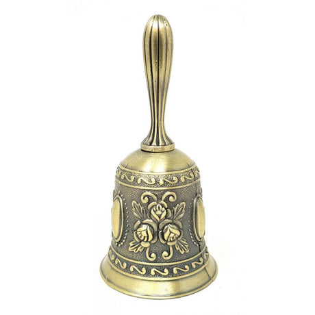 4.5" Floral Altar Bell in Bronze Finish - Magick Magick.com