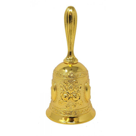 4.5" Floral Altar Bell in Gold Finish - Magick Magick.com
