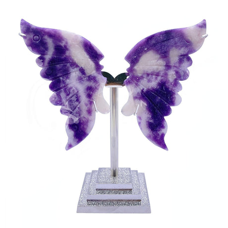 4.5" Lepidolite Butterfly Wings on Silver Metal Stand - Magick Magick.com