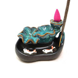 4.5" Lotus Waterfall Koi Backflow Cone Incense Burner - Magick Magick.com