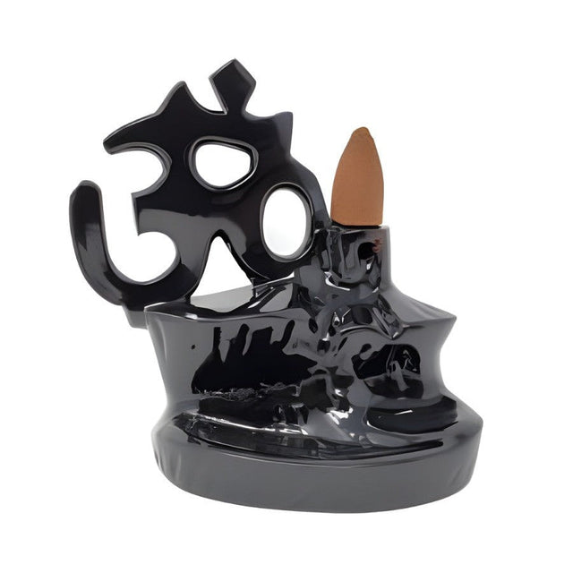 4.5" Om Metal Backflow Cone Incense Burner - Magick Magick.com