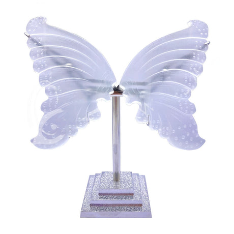 4.5" Selenite Butterfly Wings on Silver Metal Stand - Magick Magick.com
