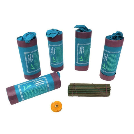 4.5" Tibetan Incense Dhoop - Green Tea (5 Packs of 30 Sticks) - Magick Magick.com