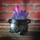 4.8" Triple Moon Cauldron with LED Crystals - Magick Magick.com