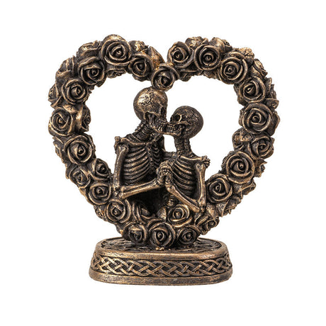 4.85" Love Never Dies Skeleton Couple in Bronze Statue - Magick Magick.com