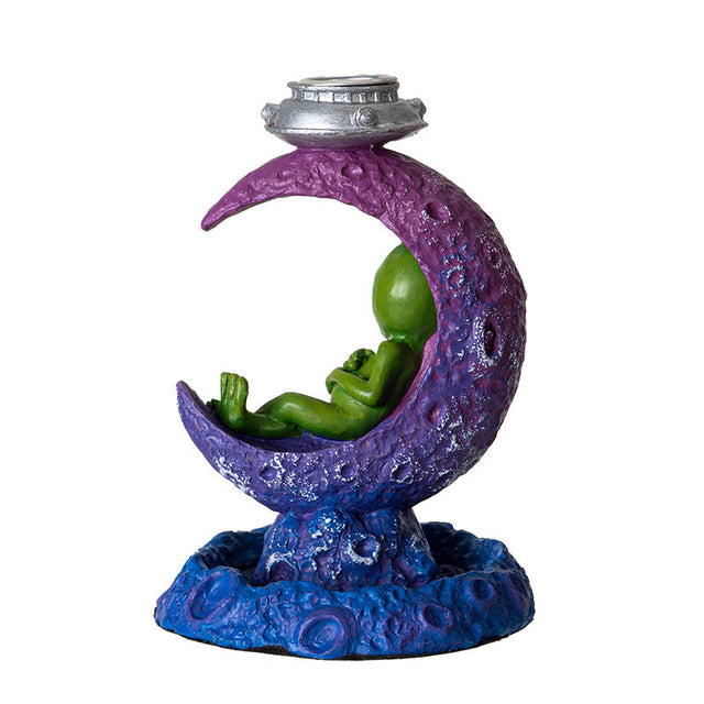 5" Alien on Moon Backflow Incense Burner - Magick Magick.com