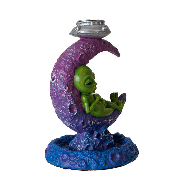 5" Alien on Moon Backflow Incense Burner - Magick Magick.com