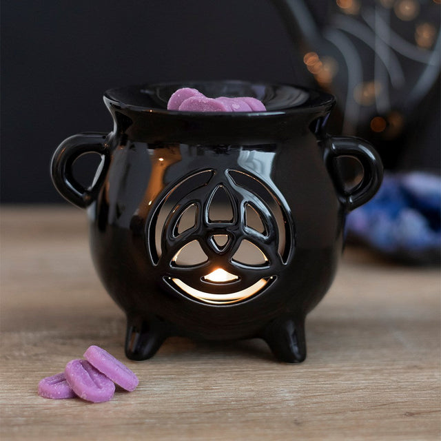 5" Ceramic Oil Burner - Triquetra Cauldron - Magick Magick.com