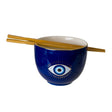 5" Evil Eye Ceramic Bowl with Chopsticks (18 oz) - Magick Magick.com