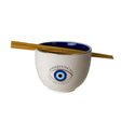 5" Evil Eye White Ceramic Bowl with Chopsticks (18 oz) - Magick Magick.com