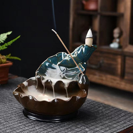 5" Lotus Ceramic Backflow Cone Incense Burner - Magick Magick.com