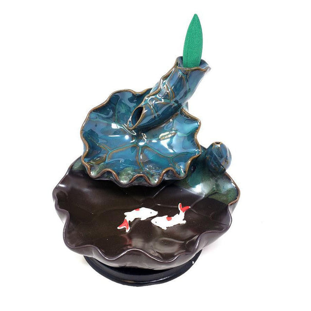 5" Lotus Ceramic Backflow Cone Incense Burner - Magick Magick.com