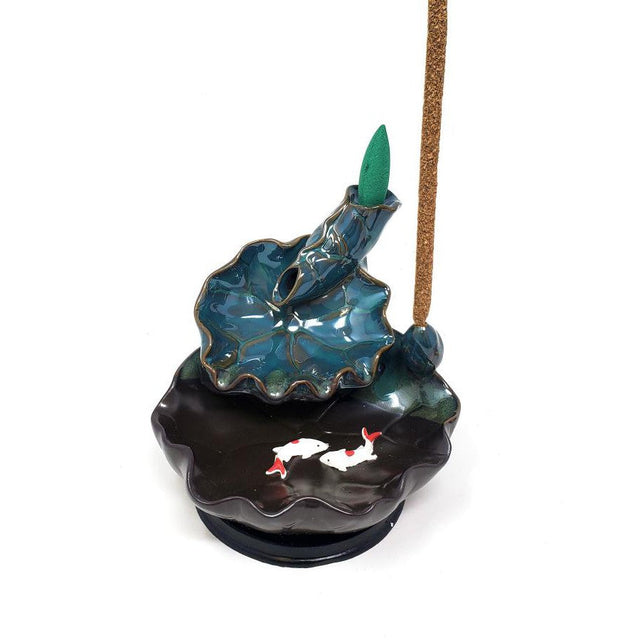 5" Lotus Ceramic Backflow Cone Incense Burner - Magick Magick.com