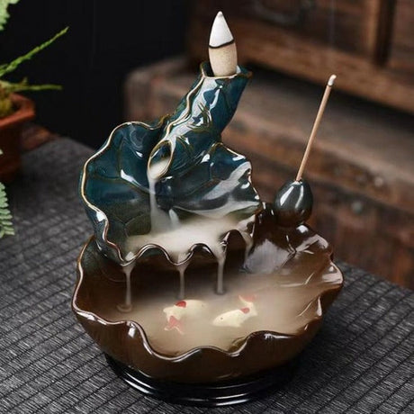 5" Lotus Ceramic Backflow Cone Incense Burner - Magick Magick.com