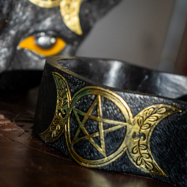 5" Triple Moon Pentagram Black Cat Box - Magick Magick.com