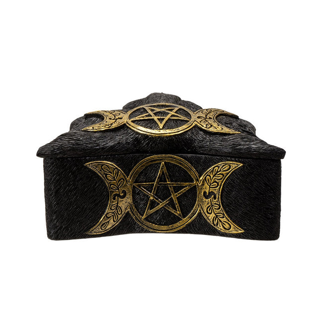 5" Triple Moon Pentagram Black Cat Box - Magick Magick.com
