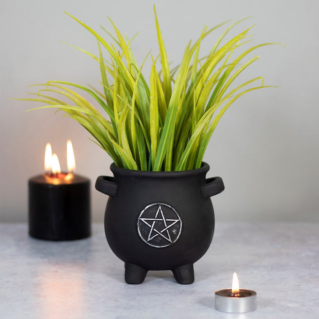 5" Witches Cauldron Pentagram Planter Pot - Magick Magick.com