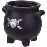 5" Witches Cauldron Triple Moon Terracotta Planter Pot - Magick Magick.com