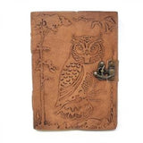 5" X 7" Owl In Jungle Leather Blank Book with Latch - Magick Magick.com