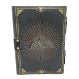 5" x 7" Ankh Print on Black Leather Blank Book with Latch - Magick Magick.com