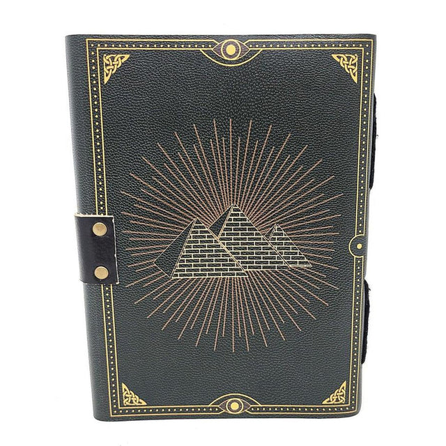 5" x 7" Ankh Print on Black Leather Journal with Latch - Magick Magick.com