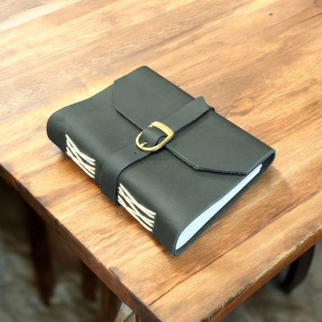 5" x 7" Black Leather Journal with Latch - Magick Magick.com