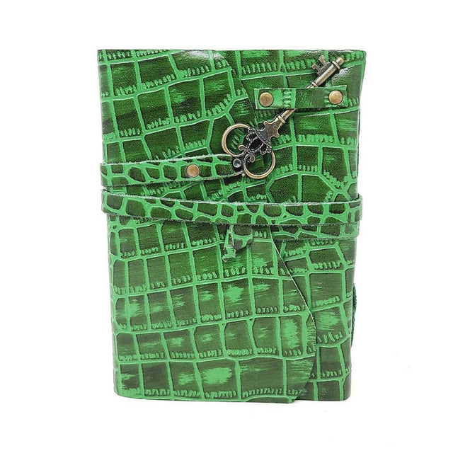 5" x 7" Crocodile Green Soft Leather Journal with Key Closure - Magick Magick.com