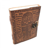 5" x 7" Egyptian Embossed Leather Blank Book with Latch - Magick Magick.com