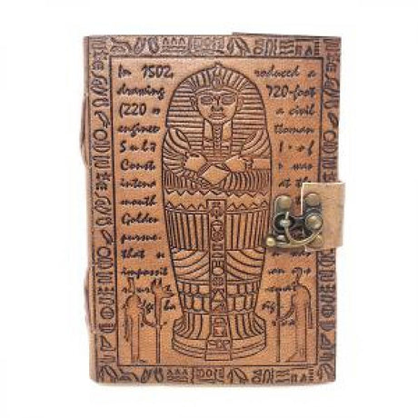 5" x 7" Egyptian Embossed Leather Blank Book with Latch - Magick Magick.com