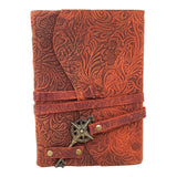 5 x 7" Floral Burgundy Soft Leather Blank Book with Key Cord - Magick Magick.com