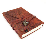 5 x 7" Floral Burgundy Soft Leather Journal with Key Cord - Magick Magick.com