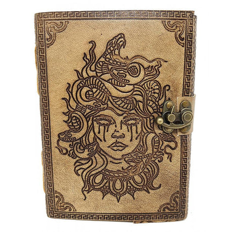 5" x 7" Medusa Leather Blank Book with Latch - Magick Magick.com