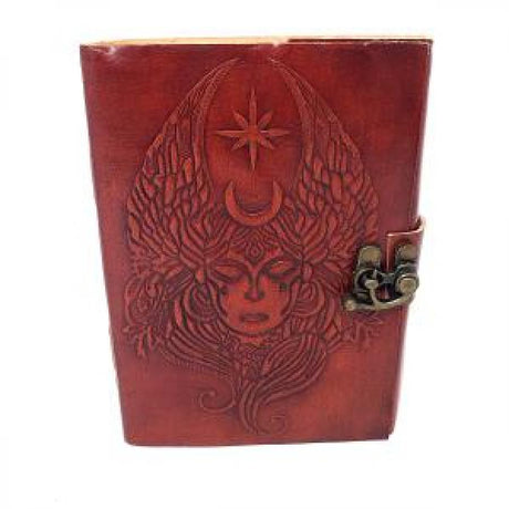 5" x 7" Moon Goddess Embossed Leather Blank Book with Latch - Magick Magick.com