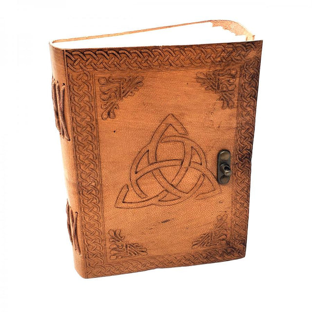 5" x 7" Triquetra Embossed Leather Journal with Latch - Magick Magick.com