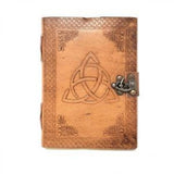 5" x 7" Triquetra Leather Blank Book with Latch - Magick Magick.com